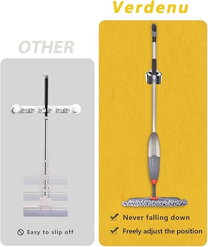 Miniatura 4 de Verdenu Paquete de 10 soportes de pared para escoba, soporte de escoba de acero inoxidable con tornillos, soporte de pared para cocina, hogar, baño,