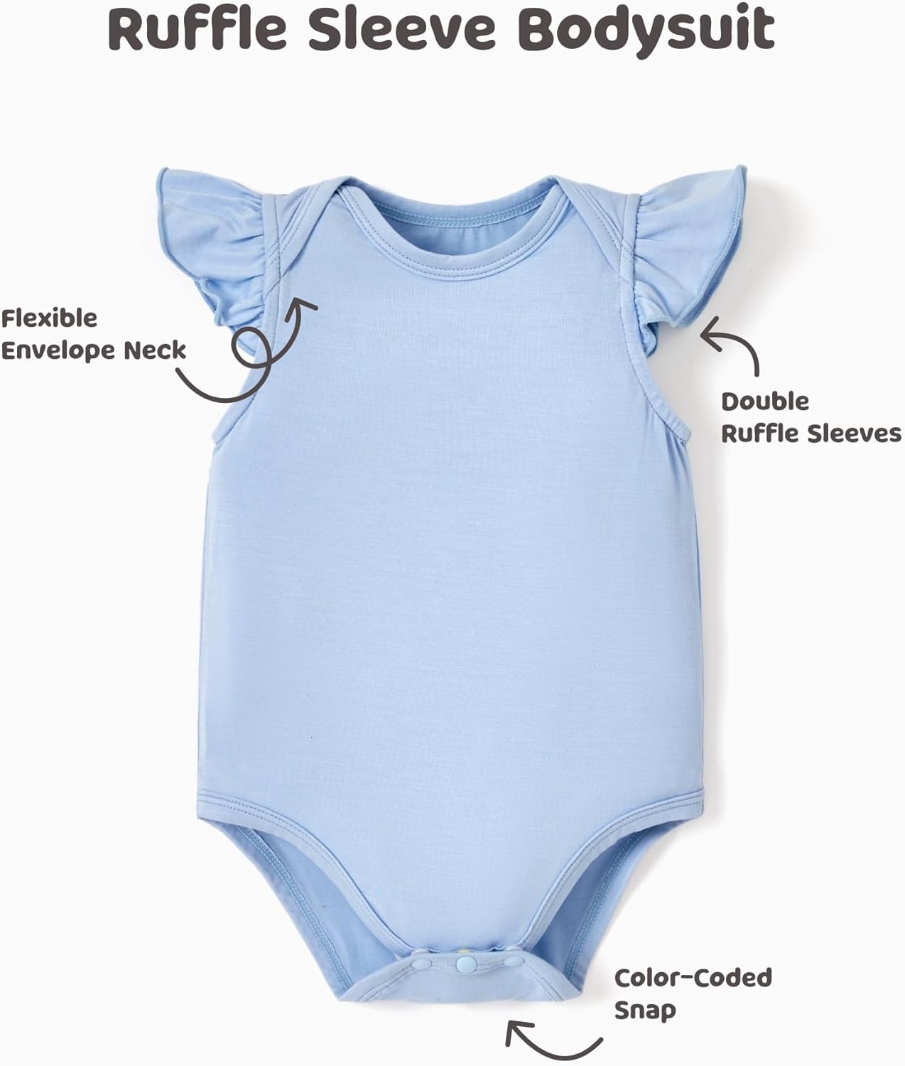 PATPAT Baby Girl Bodysuits - Soft Bamboo Viscose - Flutter Sleeves Cute Dress - Newborn Infant Summer Clothes - 3 Pack - Image 7