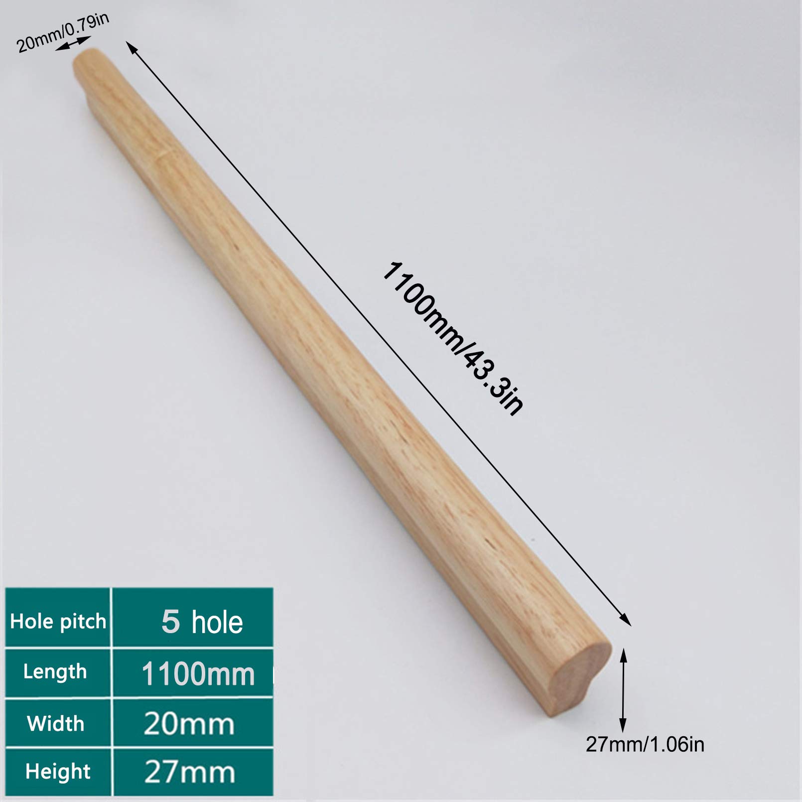 Massivholz Eiche Kleiderschrank Türgriff,Langer 100-1200mm Küchengriff Schrankgriffe Stangengriff Badezimmer Möbelgriff,Kommode Schubladen Holzgriff,Euro Vintage Bar Knopf(Length 1100mm)