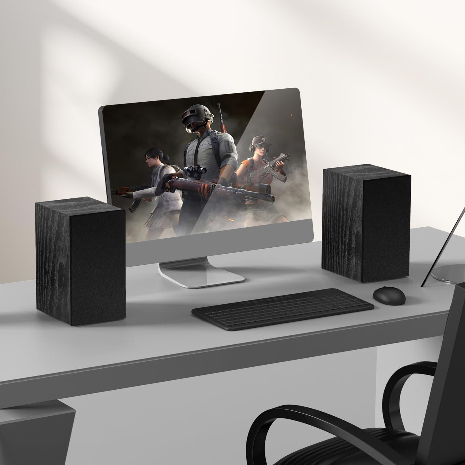 30W X 2 Powered Bookshelf Speakers - 3.5-RCA Input for Turntable, TV, PC, Record Player Speakers with 4 Inch Woofer & Wall Mounted