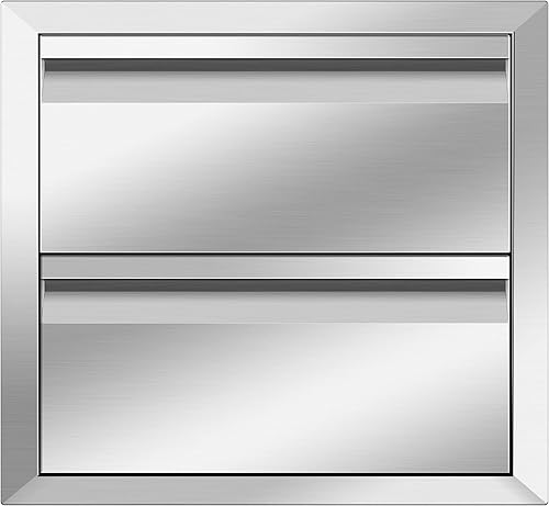Miniatura 7 de Cajones de cocina para exteriores de 18 pulgadas de ancho x 15 pulgadas de alto x 23 pulgadas de profundidad, de acero inoxidable, cajones dobles
