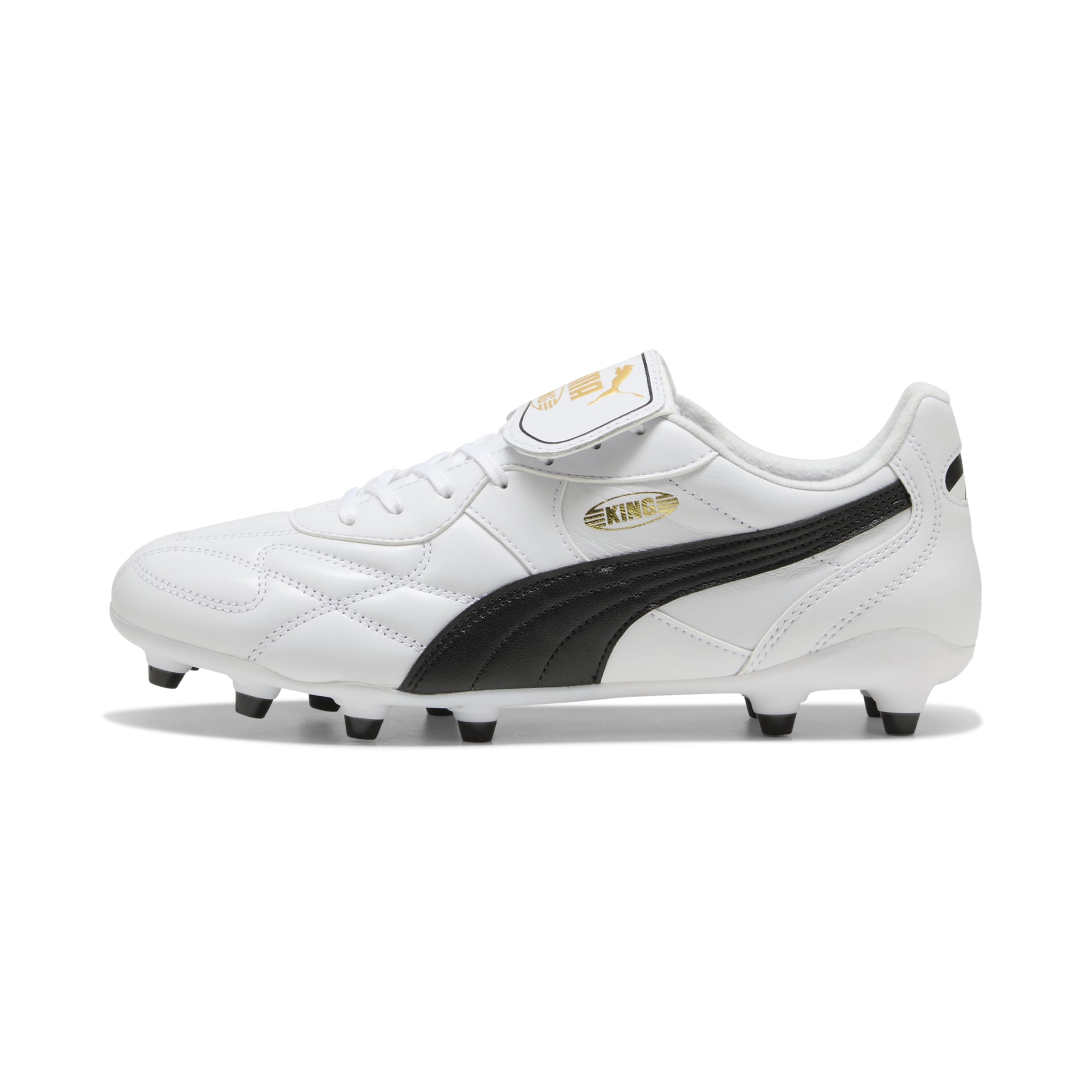 PUMA Unisex King TOP Firm Ground/Artifical Ground Football Boots, PUMA White-PUMA Black, 7.5 UK