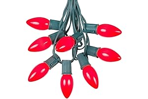25-Foot C9 Red Ceramic Christmas String Lights: Festive Outdoor Illumination