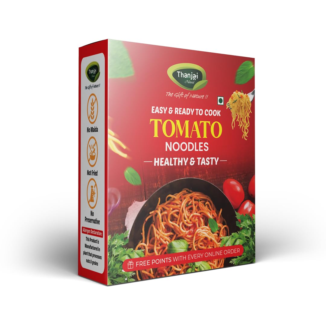 Thanjai Natural Noodles 180 Grams X 4 Varieties (720 Grams) of Homemade Natural Wheat | Tomato | Pearl and Ragi Millets Noodles(No Preservatives, No Chemicals, No Artificial Extract) 2