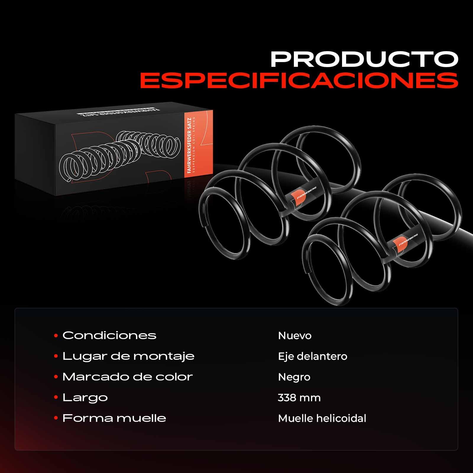 Frankberg 2 muelles de suspensión para eje delantero 31331093067 | Compatible con: Serie 3 E46, Serie 3 Coupé E46, Serie 3 Convertible E46, Serie 3 Touring E46, Serie 3 Compact E46