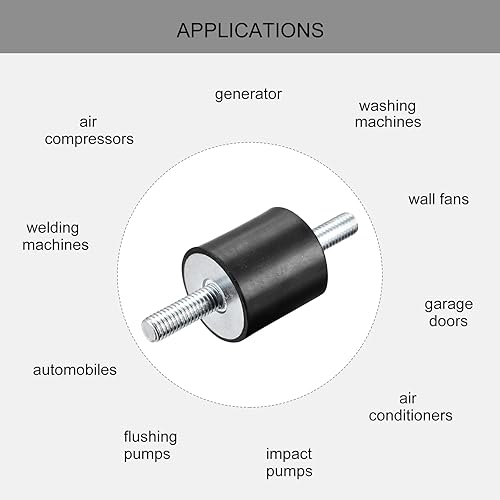 Vista 13 de uxcell Soportes de goma M8x23mm, 6pcs Anti Vibración Aislador Studs Amortiguador Macho para Compresores de Aire, Motor de Garaje, Motores Diesel