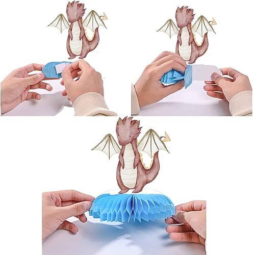 Miniatura 3 de 5 piezas de pequeños dragones para fiestas centros de mesa de panal decoraciones de cumpleaños para fiestas de dragones