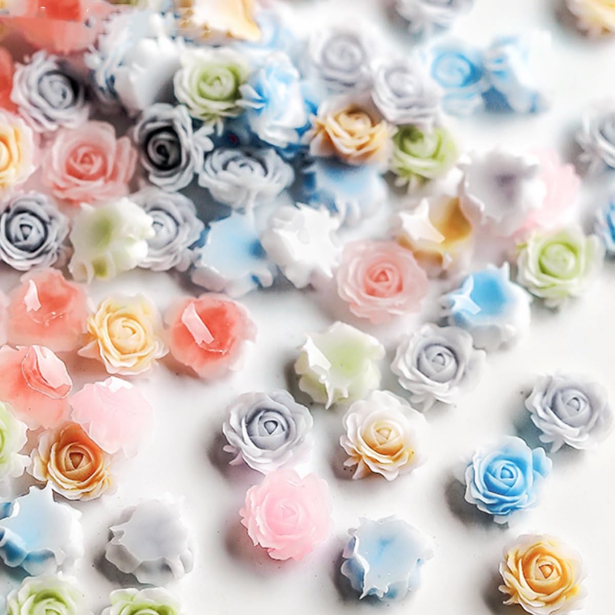 Amazon | ネイルパーツ 花 200個セット 立体 白い花 パール風 バラ