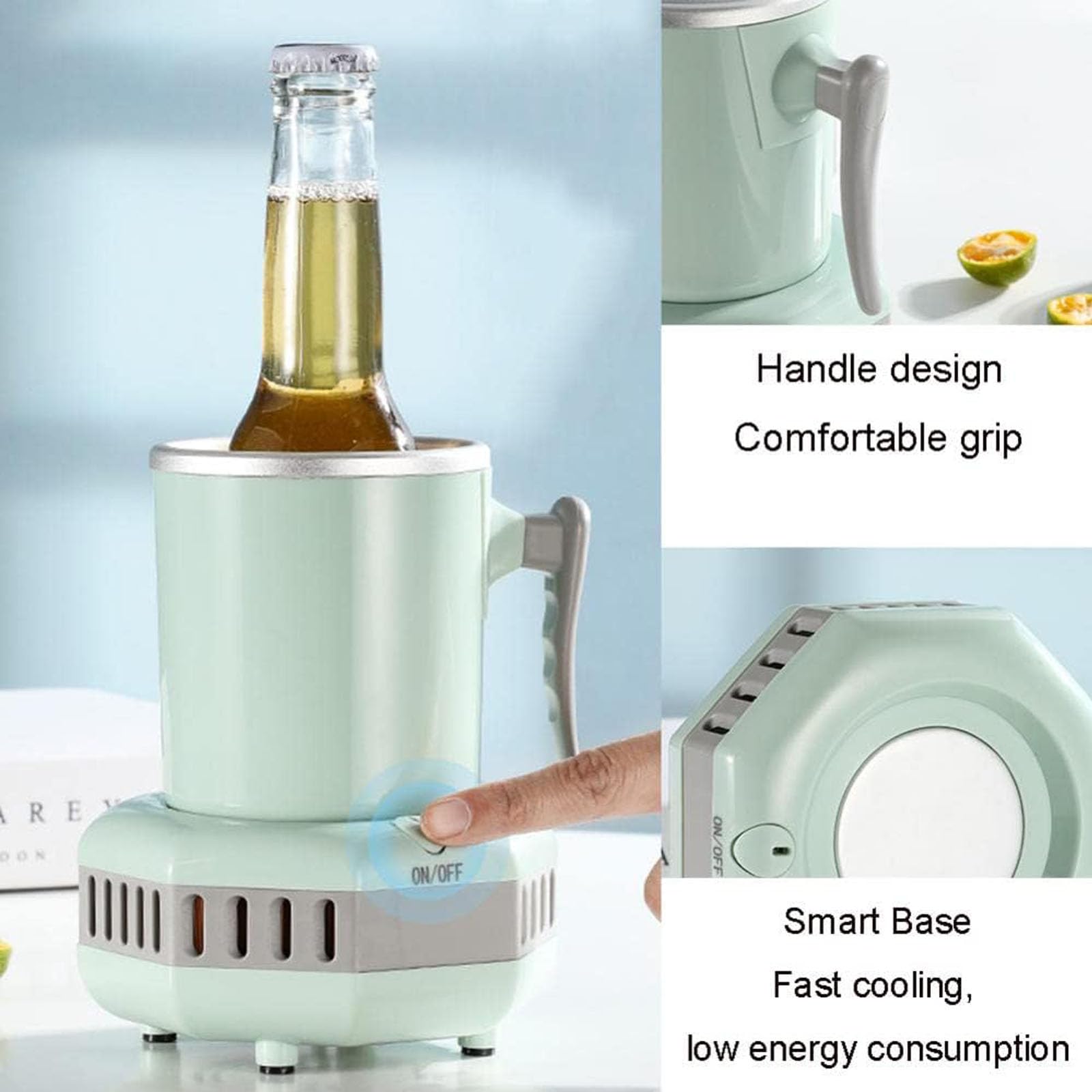 Raffreddatore istantaneo portatile per bevande, tazza di raffreddamento rapido per cola, birra, caffè e succhi, mini macchina da tavolo per bevande con tazza in alluminio, ideale per casa e ufficio