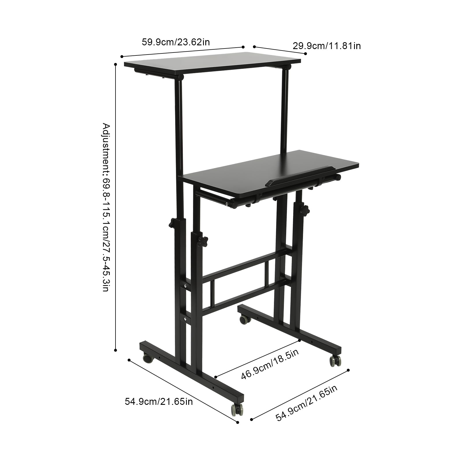 Standing Desk Home Office Computer Table Mobile Stand Up Desk with Wheel Brake Data Line Clamp Portable Laptop — view 3