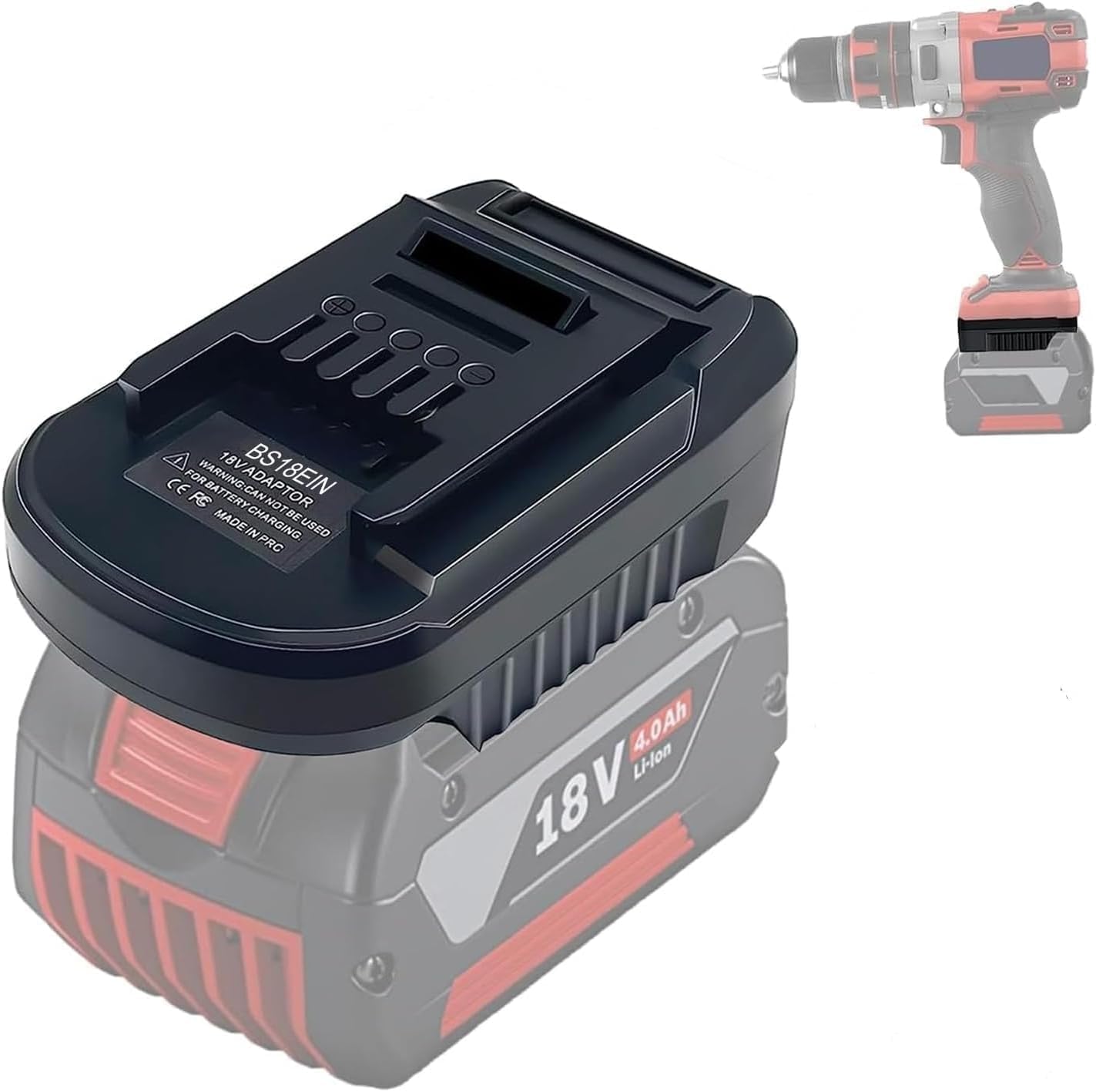 BS18EIN pour Bosch et Einhell Adaptateur de Batterie, Adaptateur de Batterie pour Bosch Professional 18V System Batterie BAT609 BAT612 pour Einhell 18V Outils Électriques (Sans Batterie)