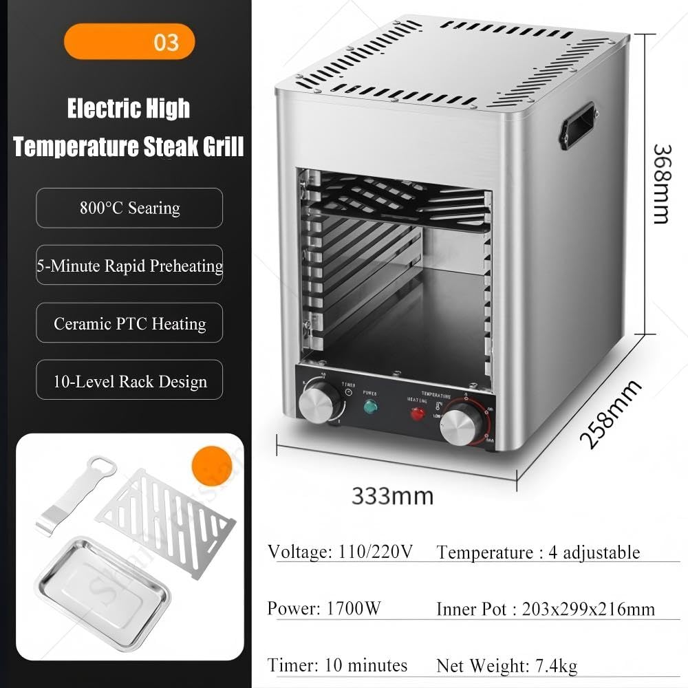 Parrilla eléctrica sin humo infrarroja for carne de 1700W