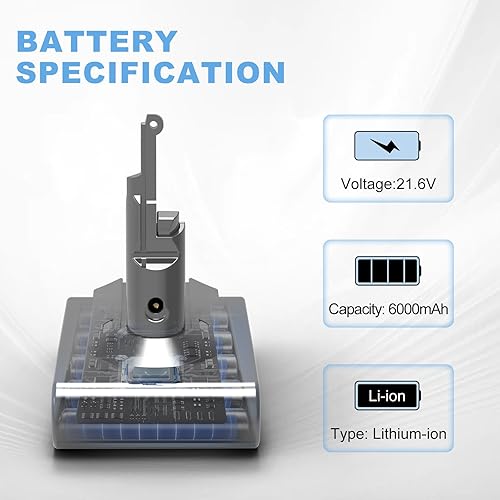 Miniatura 10 de BECDXPal V8 Reemplazo de batería, 4500 mAh 21.6 V batería de repuesto para D-yson V8, compatible con V8 Series SV10 V8 Animal V8 Motorhead V8