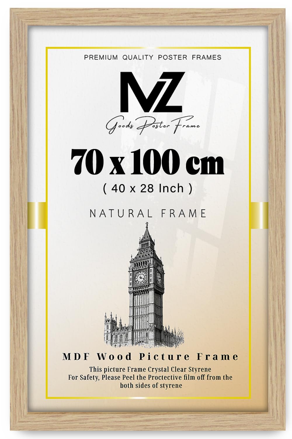 Modern Mdf Wooden Wide Oak Frame | 70x100 Cm Poster Frames Durable Sleek Acrylic Front | Jigsaw Puzzle Picture Frames Large Art Display For Home & Office Décor