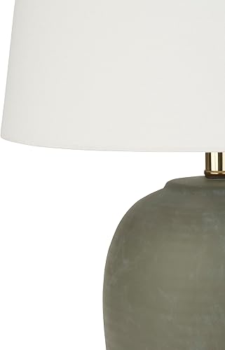 Miniatura 5 de Nourison Home 23" Olive Green Ceramic Pot Table Lamp for Bedroom, Living Room, Dining Office, with White Tapered Drum Shade