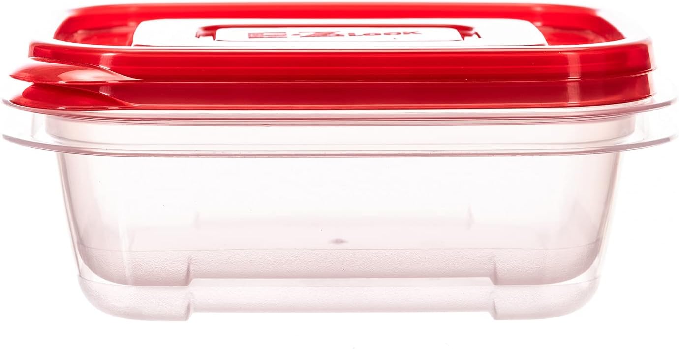 LocknLock EzLock Rectangle Container Set - 520ml (Set of 2), Clear Base, Stackable, Microwave-Safe