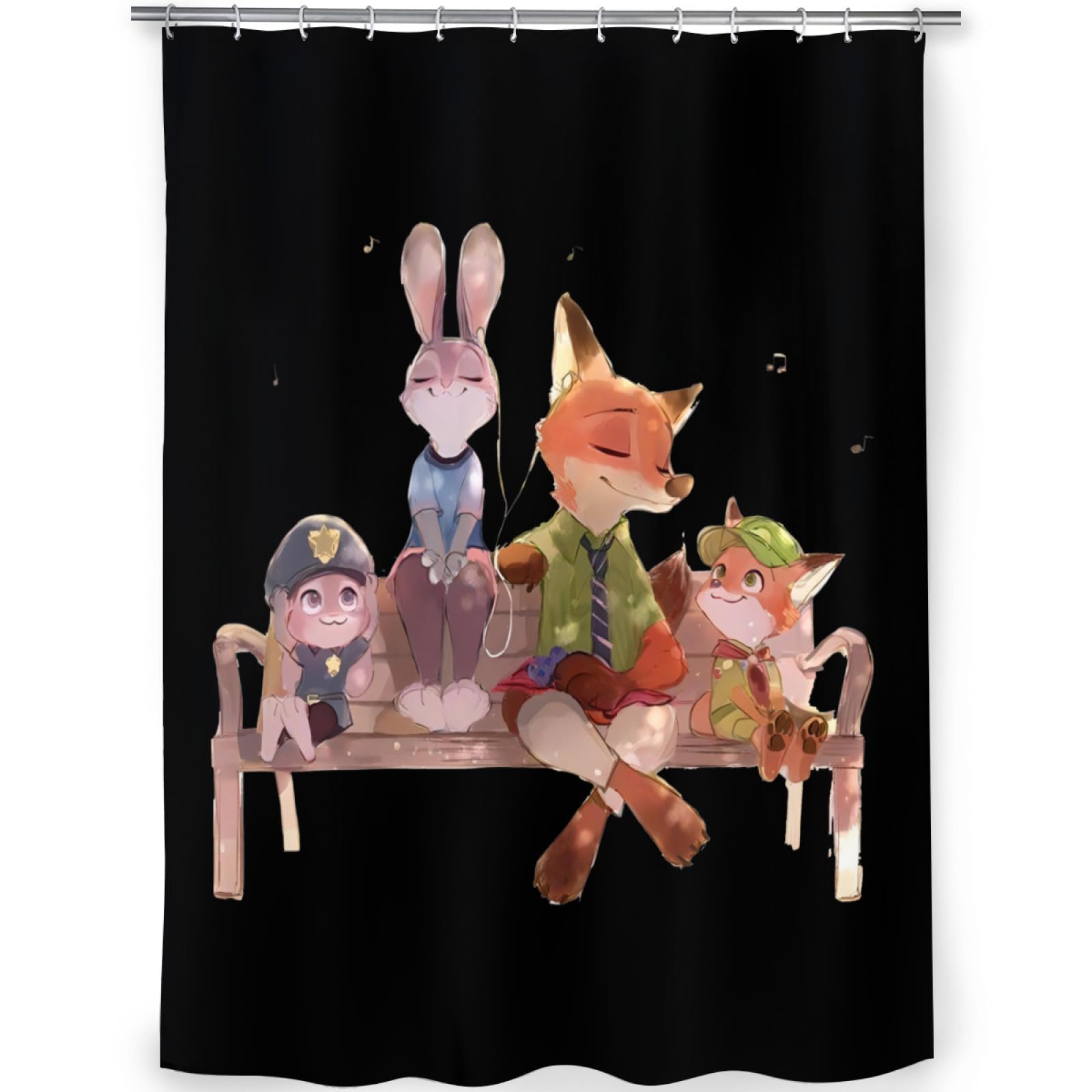 Amazon｜シャワーカーテン ズートピア ニック・ワイルド 防水 防カビ