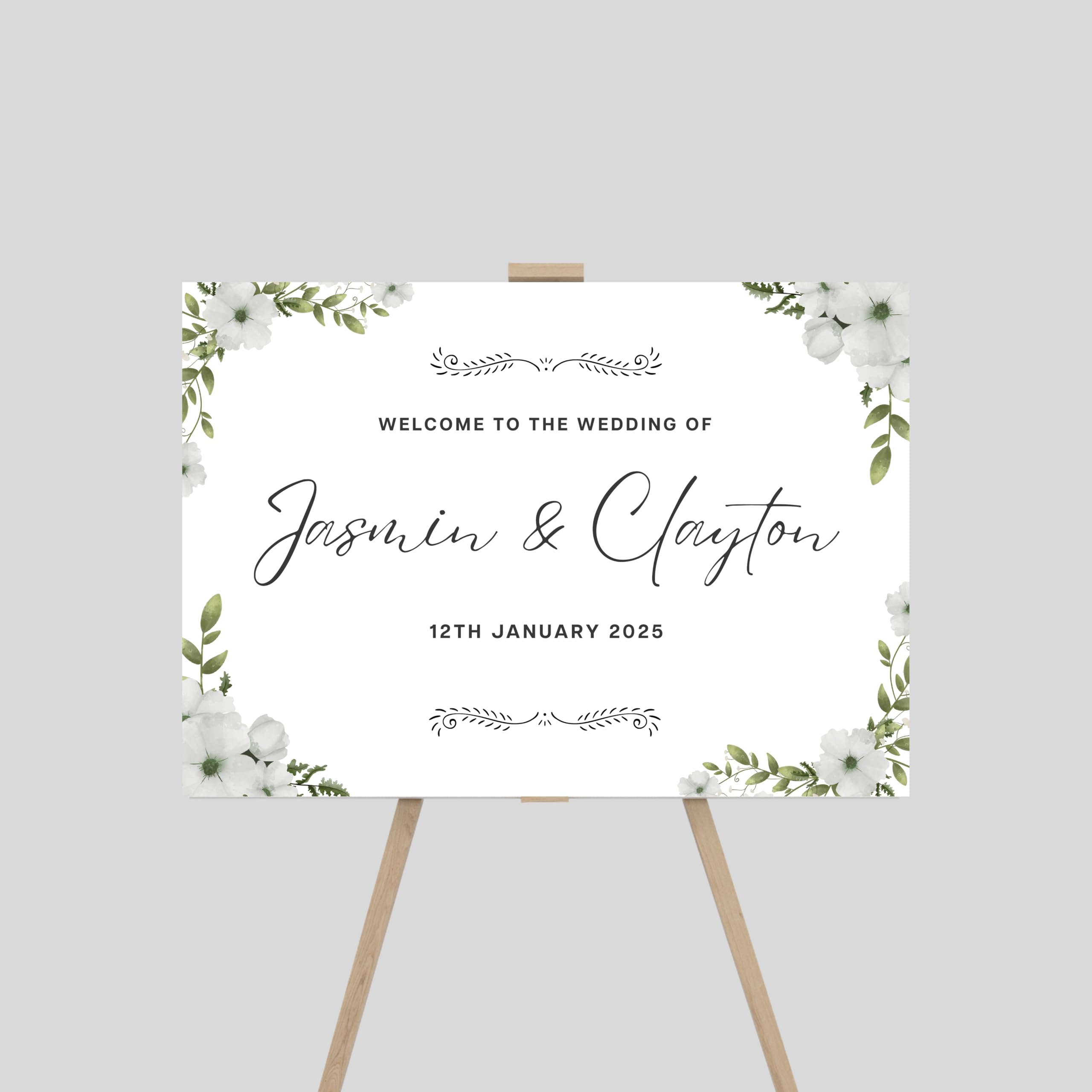 Personalised Wedding Welcome Entrance Sign Board Custom Large Acrylic Plaque Modern Wedding Reception, Engagement Party Decor (Design 1)