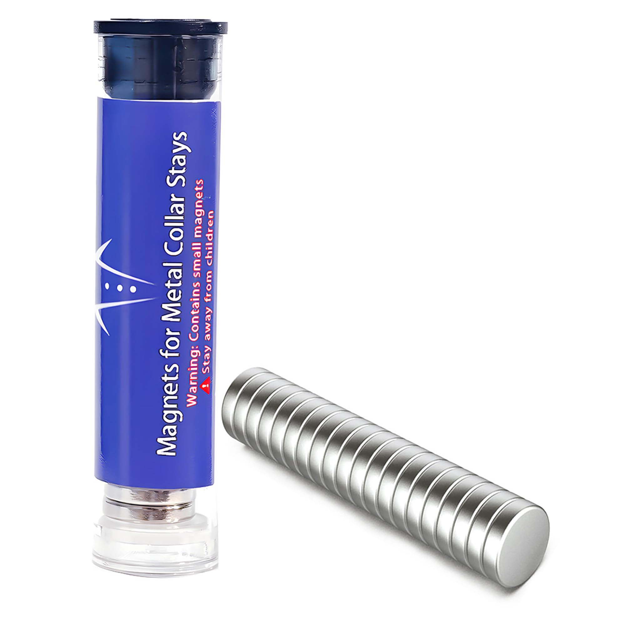 Photo 1 of Magnets for Metal Collar Stay, N42 Strong Magnetic Collar Holders Replacement, Packed in Mini Round Tube, 20Pcs (0.4 * 0.08”/10 * 2mm)