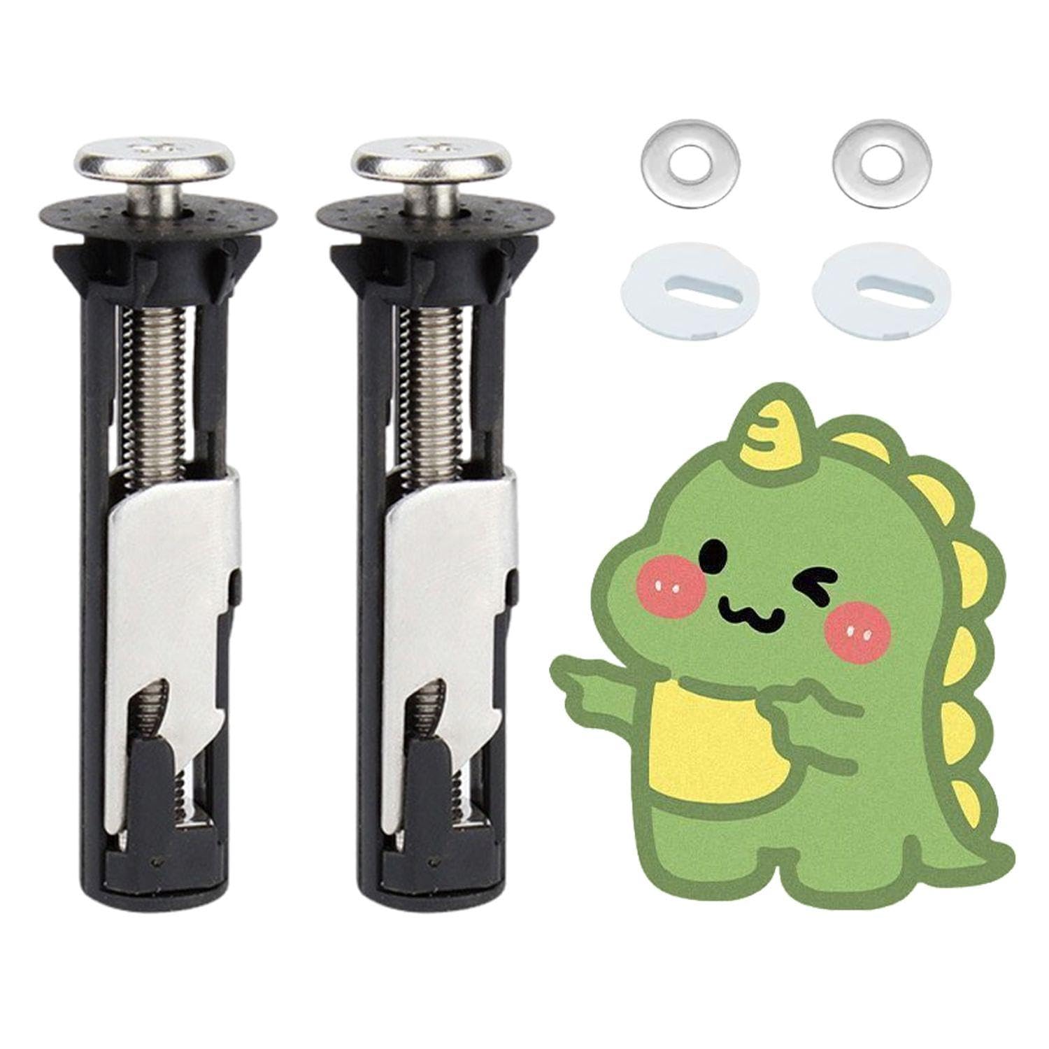 Ubsiuh Black 2 Bolts, 2 Washers, 2 Covers And 1 Toilet Deodorizing Patch, Toilet Cover Fixing Accessories, Toilet Seat Fasteners.
