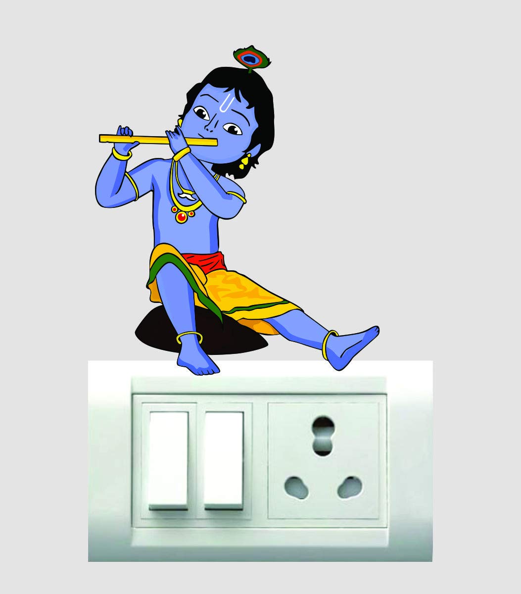 Decor Villa Lord Krishna Switch Board Wall Sticker & Decal for Living Room, Bedroom, Office (Vinyl, Standard, Multicolour) 1