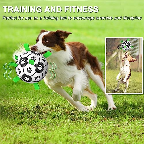 Image of Amasiver Dog Soccer Ball Toys, 9'' World Cup Dog Soccer Ball with Straps, Dogs Birthday Gifts, Water Toy, Herding Ball, Durable Balls for Large XLarge Pet, Outdoor Dog Toy (9 Inch-XLarge)