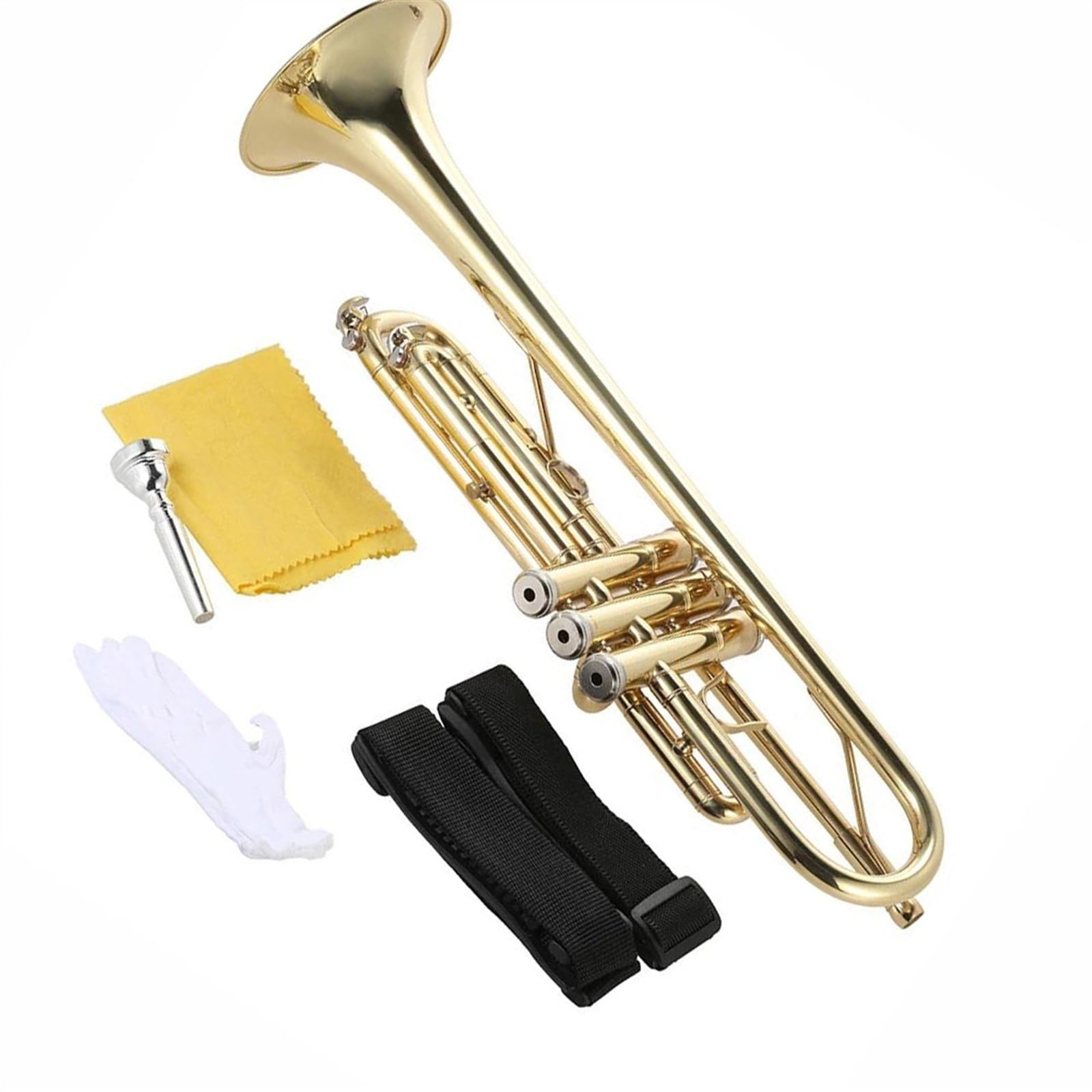 Standard Trąbka Trąbka Bb Płaska Mosiężna Złota Malowana Wykwintny Trwały Instrument MuzycznyStandard