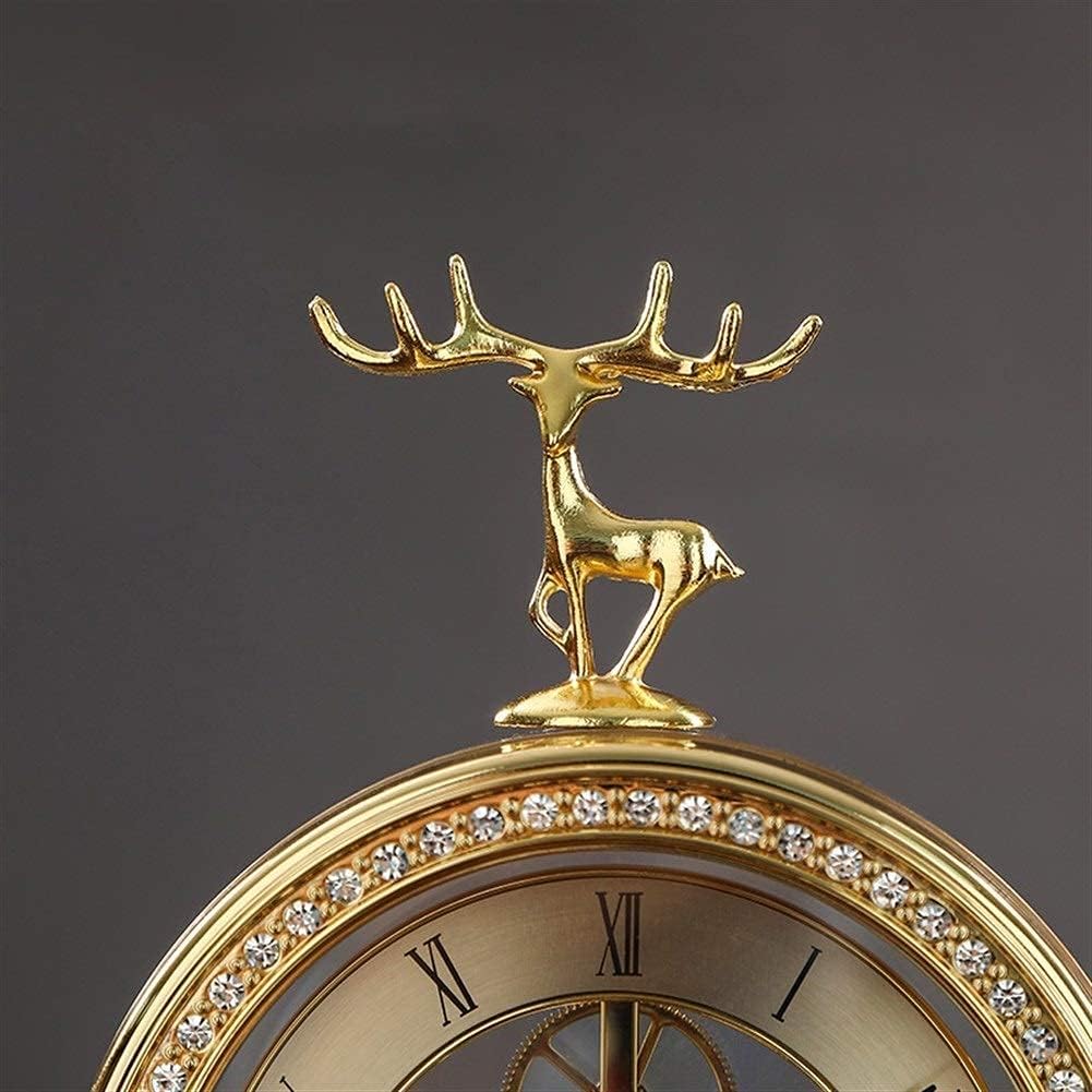 Mantle Clock, Deer Head Imitation Mechanical Clock Mute Running Time Accurate Battery Power Desk Clock Hollow Dial Desktop Decorative Table Clock,