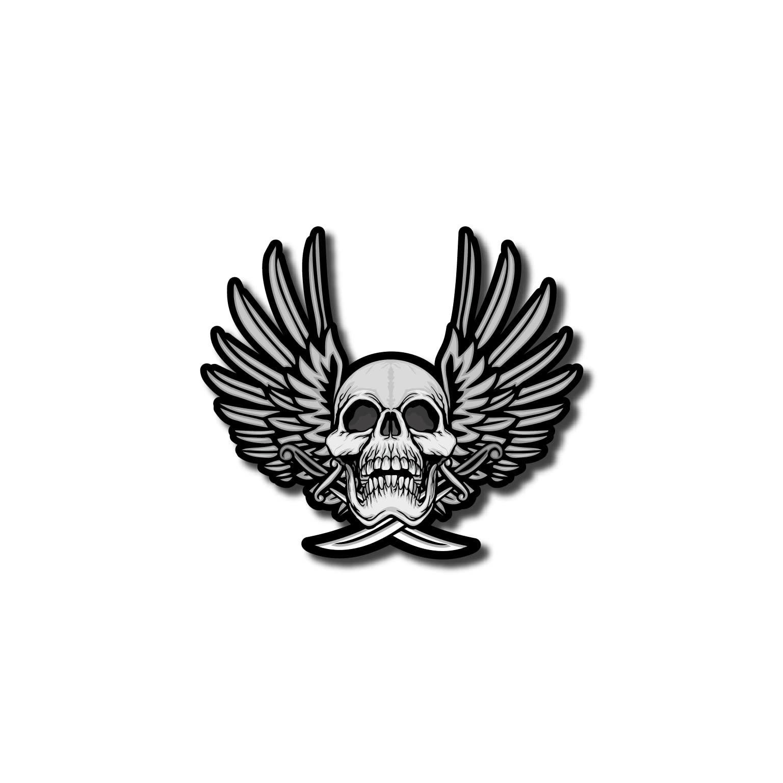 SIGNOOGLE 2PC White Grunge Skull autographic Printed Laminated Cartoon Sticker for Car Bike Tank Bonnet Front Back Bumper Side Exterior L X H 15 X 13 cm