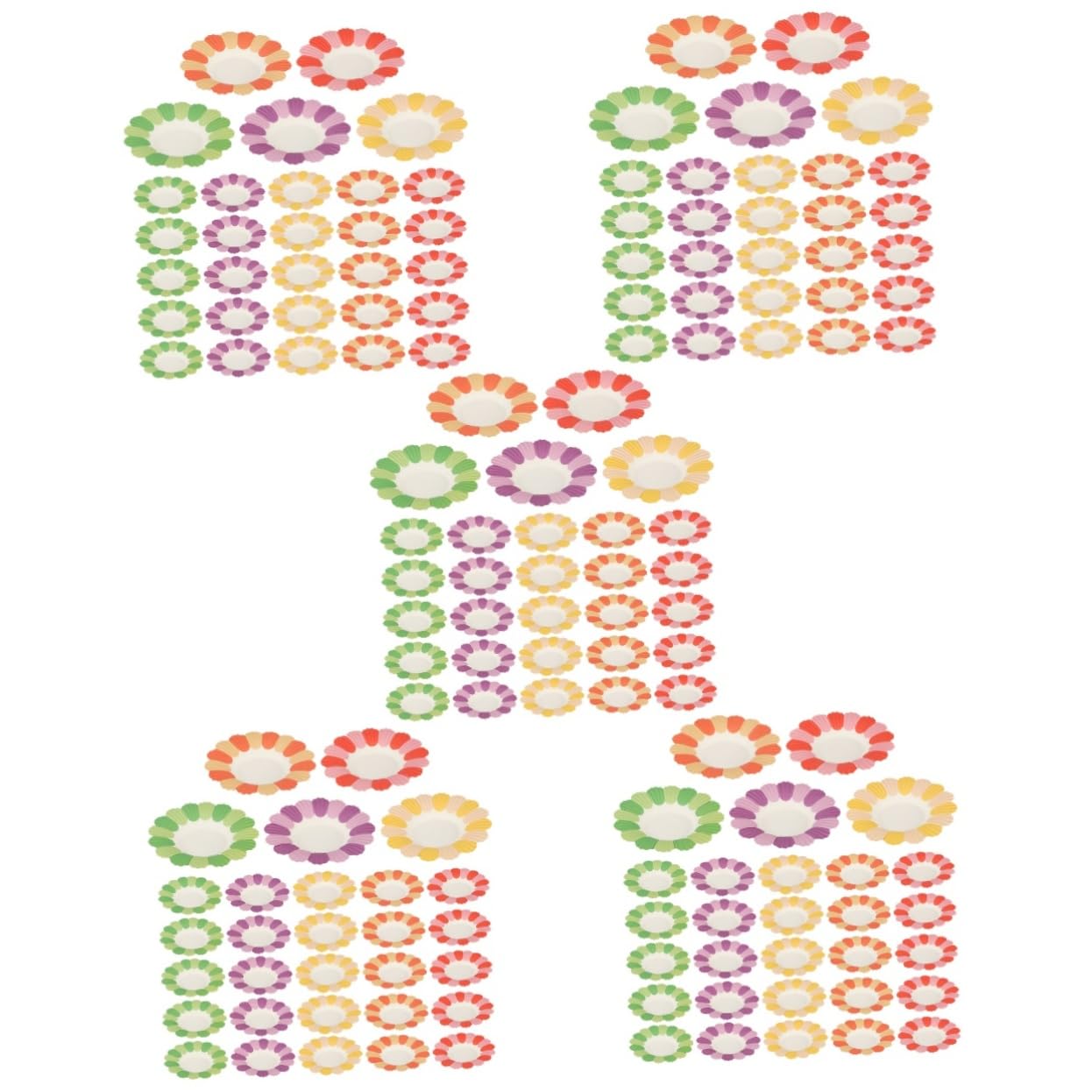 SOLUSTRE 5 Sätze Blume Pappteller Papier Platte Einmalbesteck Serving Plate Party Dekoration Festliche Tischdekoration Partybedarf Essgeschirr Aus Papier Vorspeisenteller 100 Stück * 5