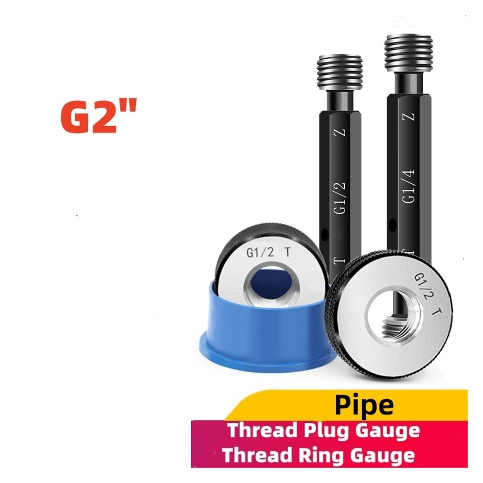 Przyrząd do sprawdzania gwintów G2'' i sprawdzian pierścieniowy do kontroli gwintów, 1 zestaw(G2 G Plug Gauge)