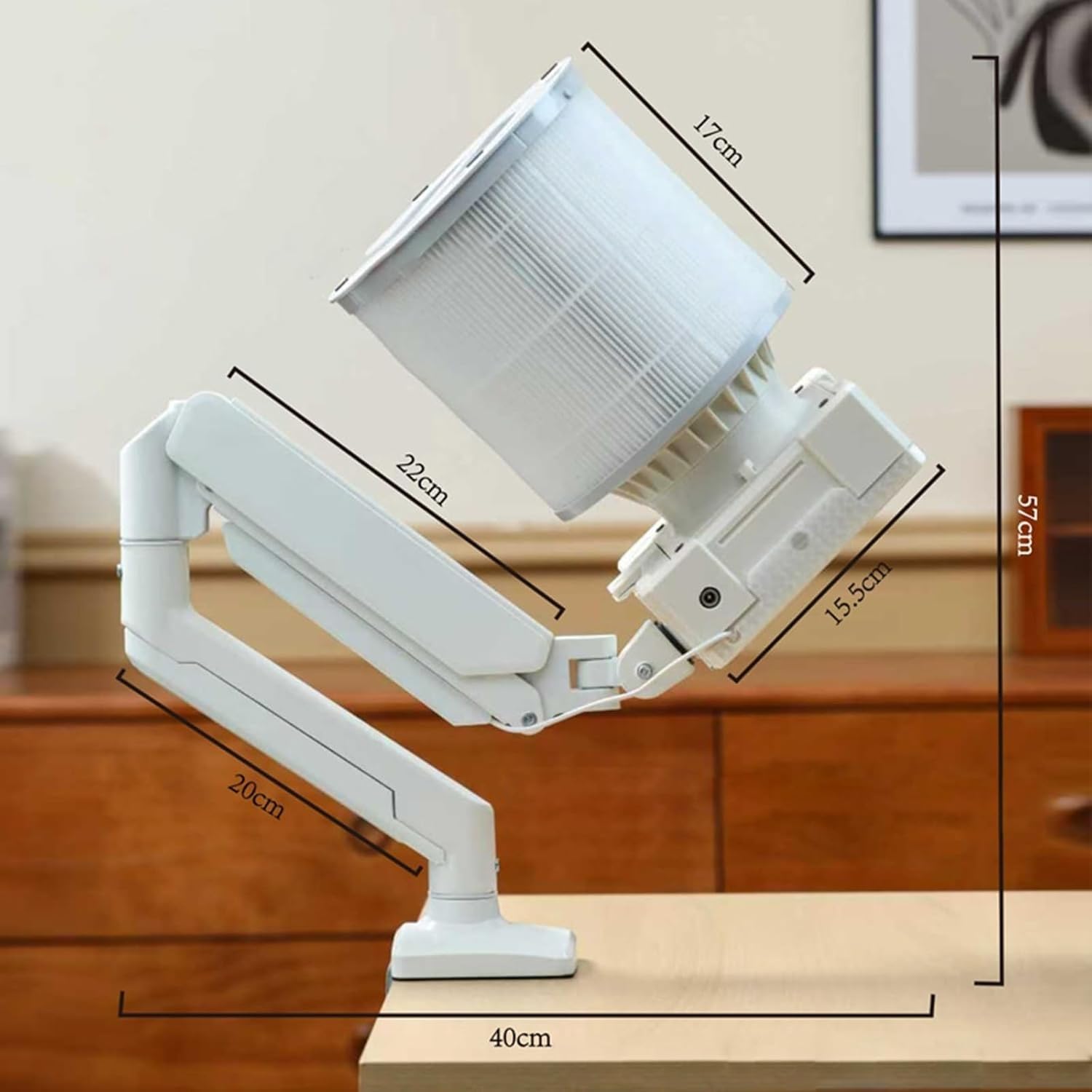 Odkurzacz do paznokci - biurkowy odpylacz z lampą LED, wymiennym filtrem i regulowanym metalowym wspornikiem kątowym do salonu paznokci i użytku domowego, 1 filtr