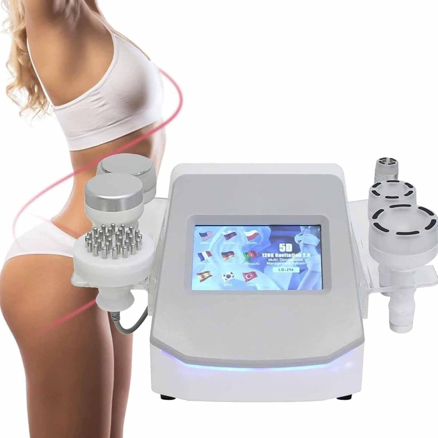 Urządzenie do kawitacji 120K, urządzenie do modelowania sylwetki 6 w 1, masażer RF z falami radiowymi, profesjonalne urządzenie do kawitacji ultradźwiękowej do twarzy, ramion, talii, ud, bioder i nóg