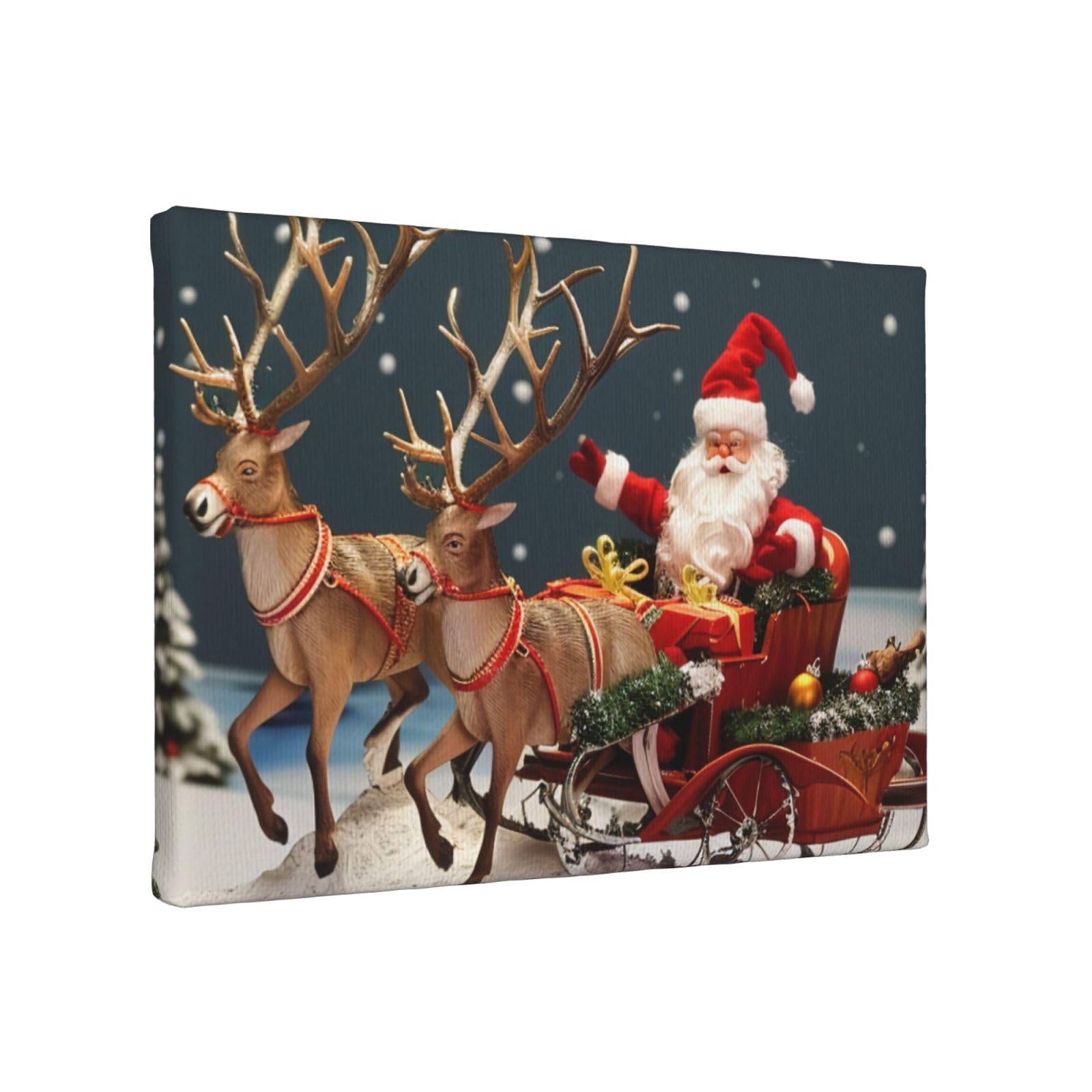 YKLJG Merry Christmas Art Printed Wall Art Canvas Painting 30x20 CM Wooden Framed Picture Painting Artwork Prints for Bedroom Kitchen Home Office Decor