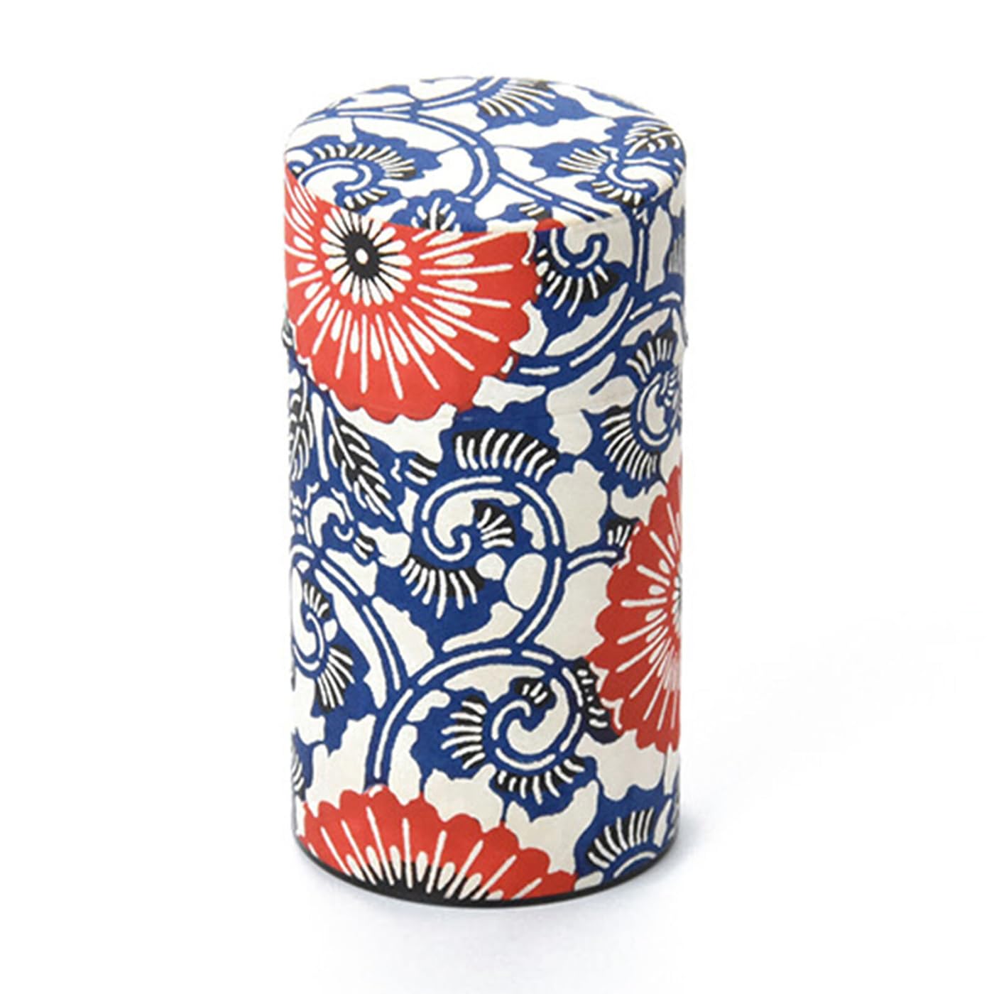 Japanese Pokkan Matcha Coffee Spice Tea Tin Canister Washi Paper Storage with Lid 7.05 oz Capacity