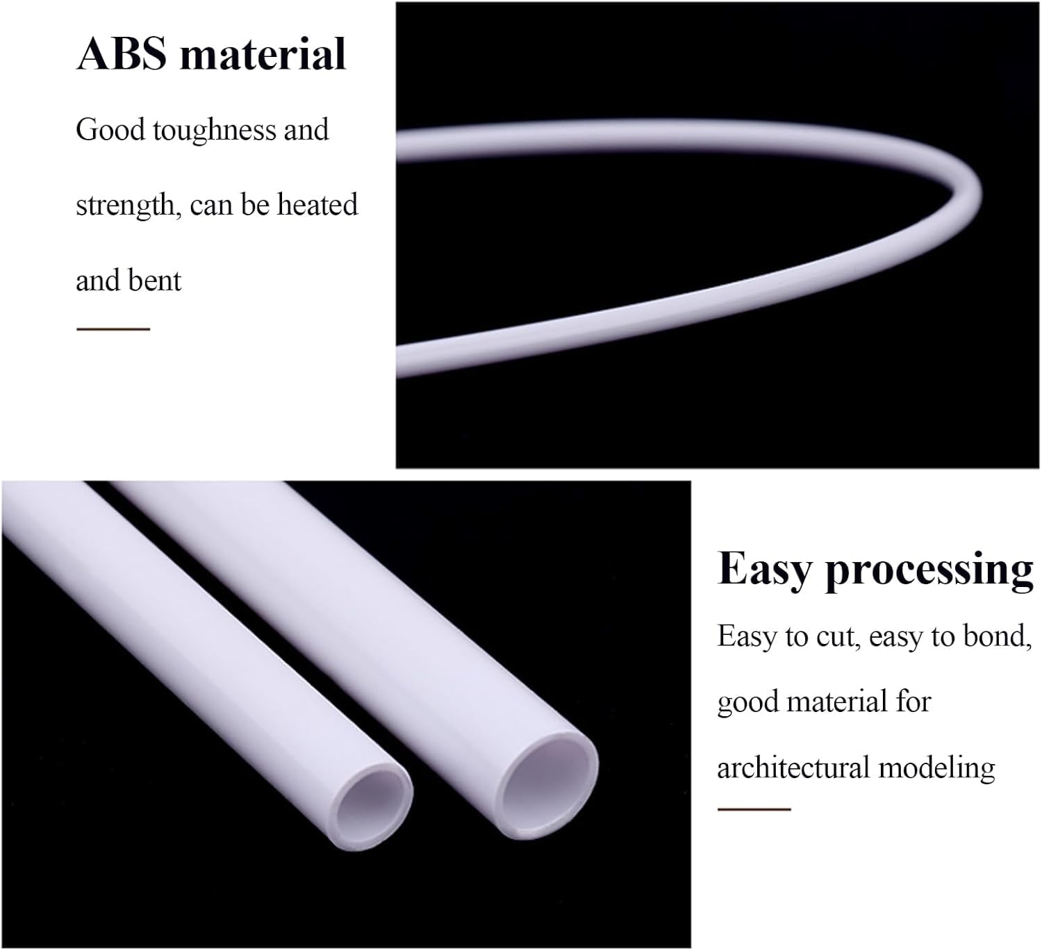 Tubos redondos huecos de plástico ABS, diámetro 5-12Mm, longitud 500Mm, procesamiento fácil for fabricación modelos arquitectónicos(Diameter 8mm (22pcs))