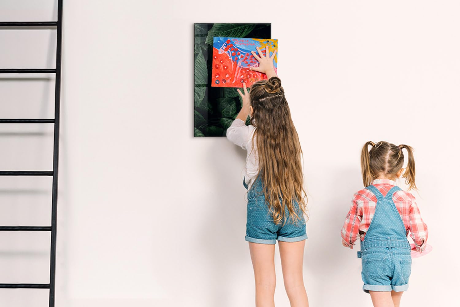 Glas-Whiteboard magnetisch inkl. Neodym-Magnete, Marker & Schwamm | Kratzfest, abwischbar & modern | Für Arbeitszimmer, Schule & Küche - 40x60 - Dschungel aus Pflanzenblättern