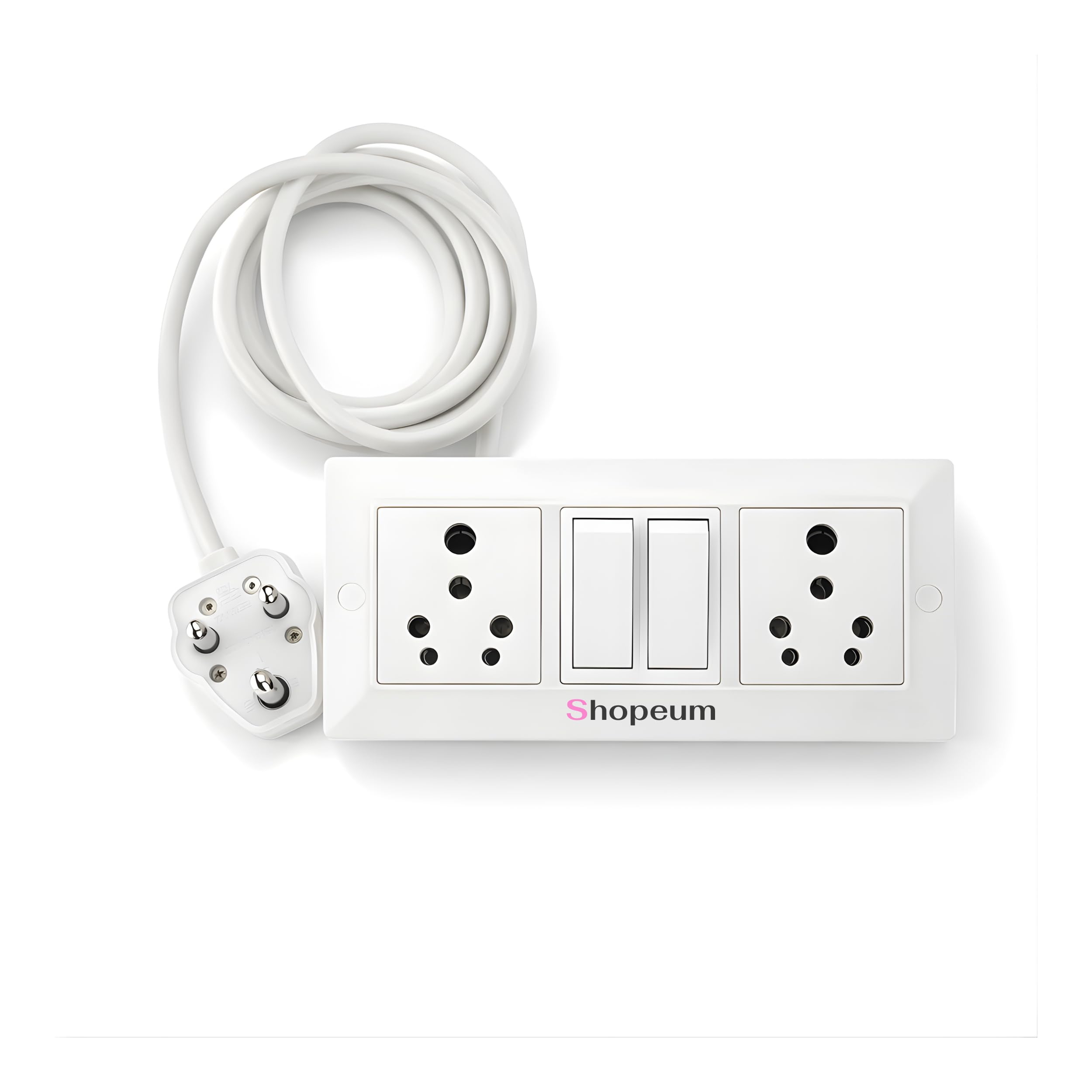 Heavy Duty Extension Board 16A/20A, 2200W Power Strip with 1.5 Sq mm Wire, 2 Socket Plug with Switch, Long Extension Cord for Refrigerator Washing Machine Microwave (White) (2 Meter)-image-19