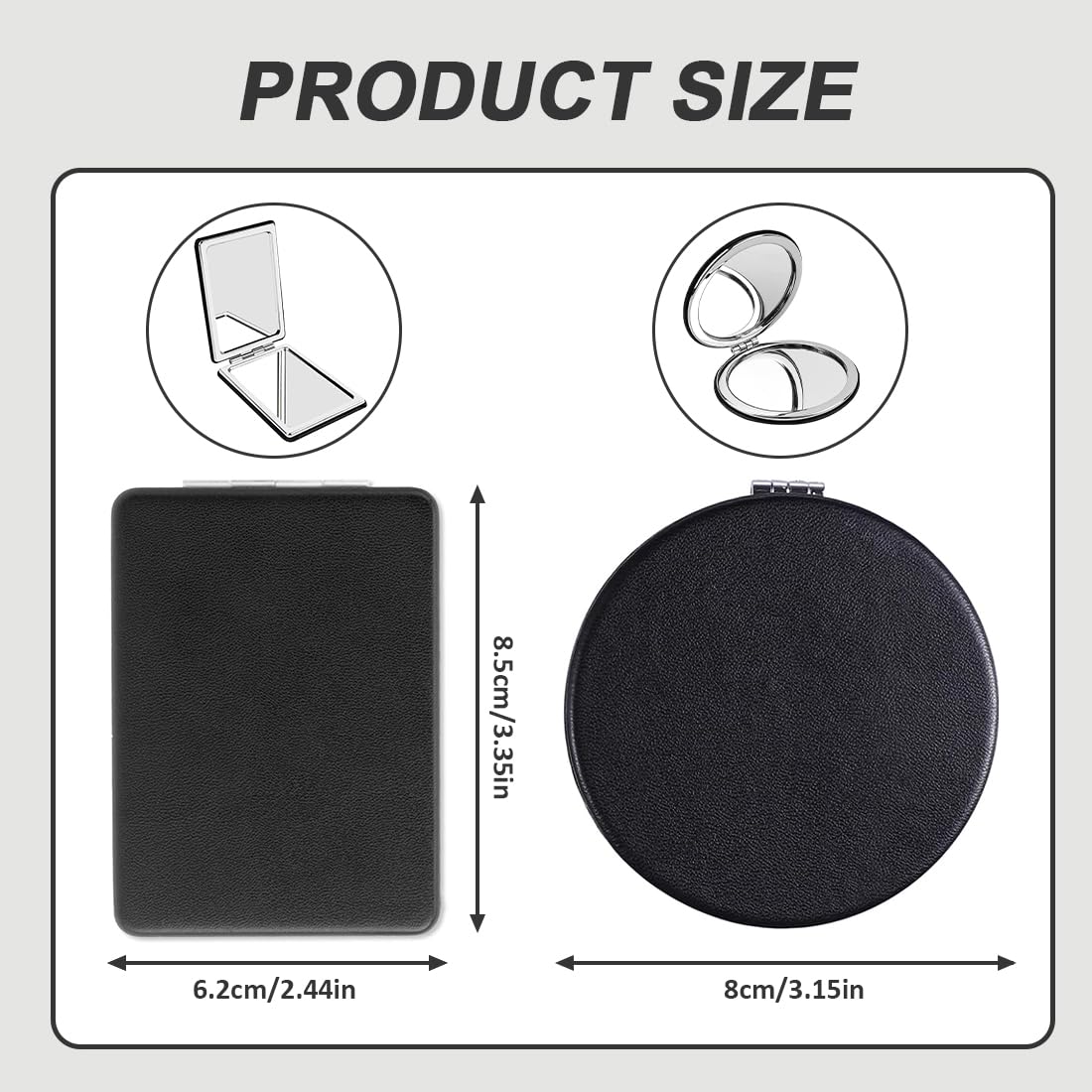2pcs Specchio da Viaggio Portatile con Ingrandimento, Specchio da Viaggio a due Lati Trucco, per il trucco Specchio per il trucco professionale bifacciale,piccolo specchio tascabile