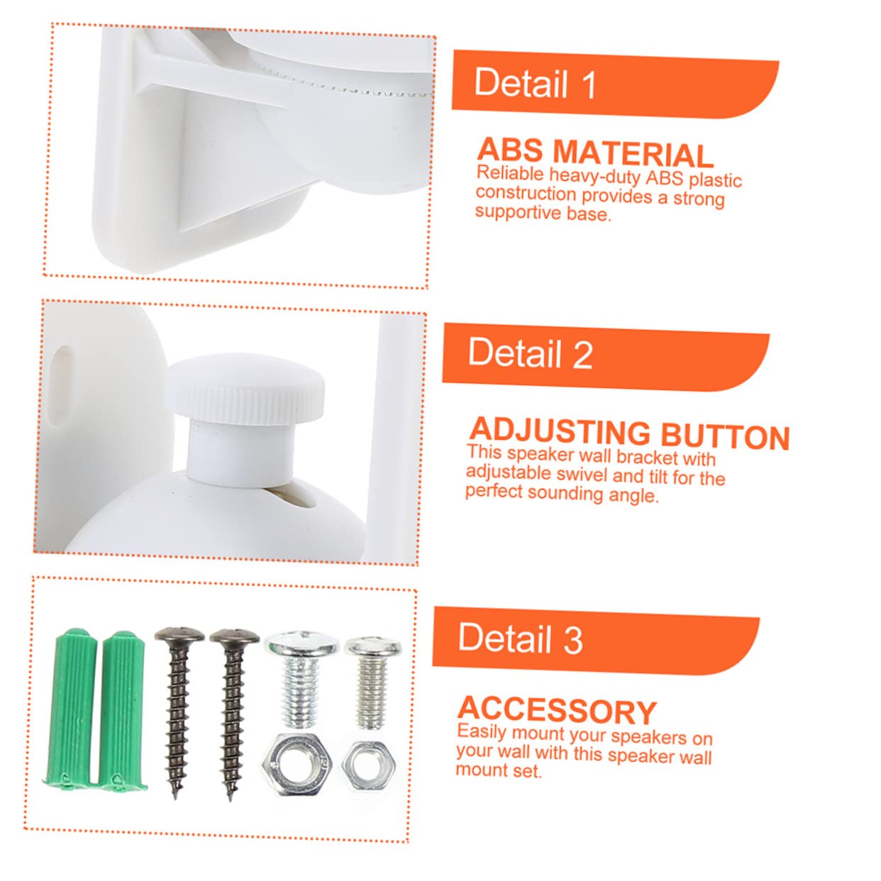 HOMSFOU Supports Muraux pour Enceintes 5kg en Abs, Lot de 4, Rotatifs