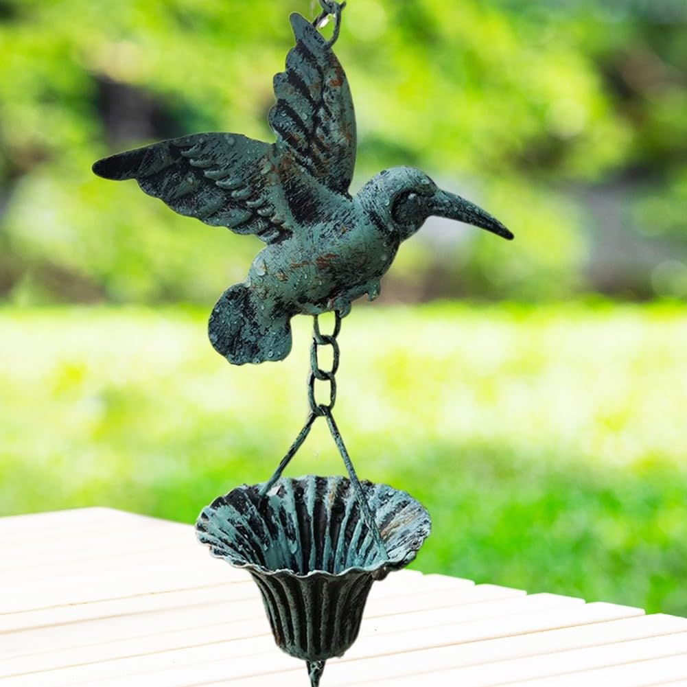 Catena antipioggia in metallo da 2,6 m, per grondaie, decorazione alternativa con effetto cascata, soluzione di drenaggio da giardino, resistente alla ruggine, per patio e cortile