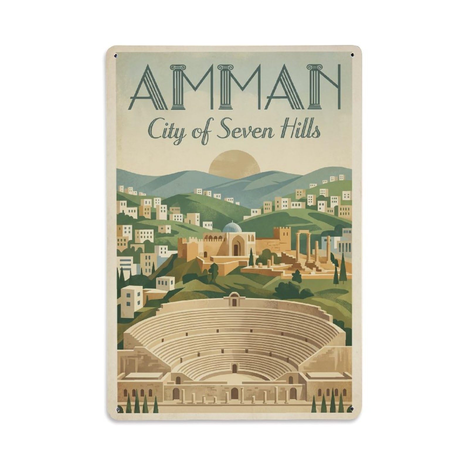 Huiyhb 8X12inch(20X30cm) Saudi Arabia Amman Vintage Travel Metal Tin Sign