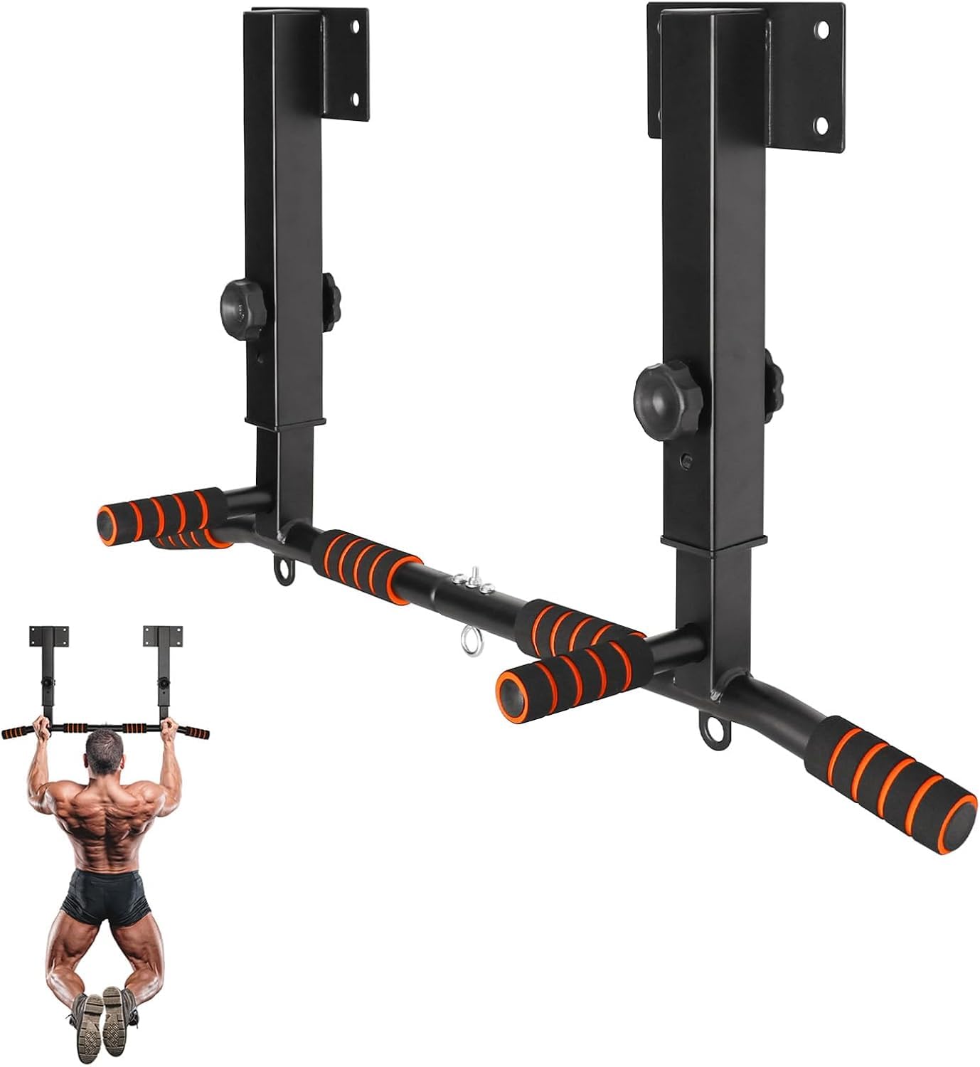 QZWGZ Bar Mount Heavy Duty Height Adjustable Pull Up Bar-to 200 kg with Non-Slip Grips Strength Training Equipment for Home & Gym