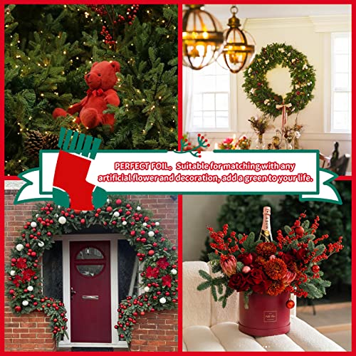 Jiftok 60 Pcs Artificial Pine Branches, Green Plants Pine Needles Leaves Accessories For Diy Garland Wreath Christmas Embellishing And Home Garden Holiday Decorations #TOP3