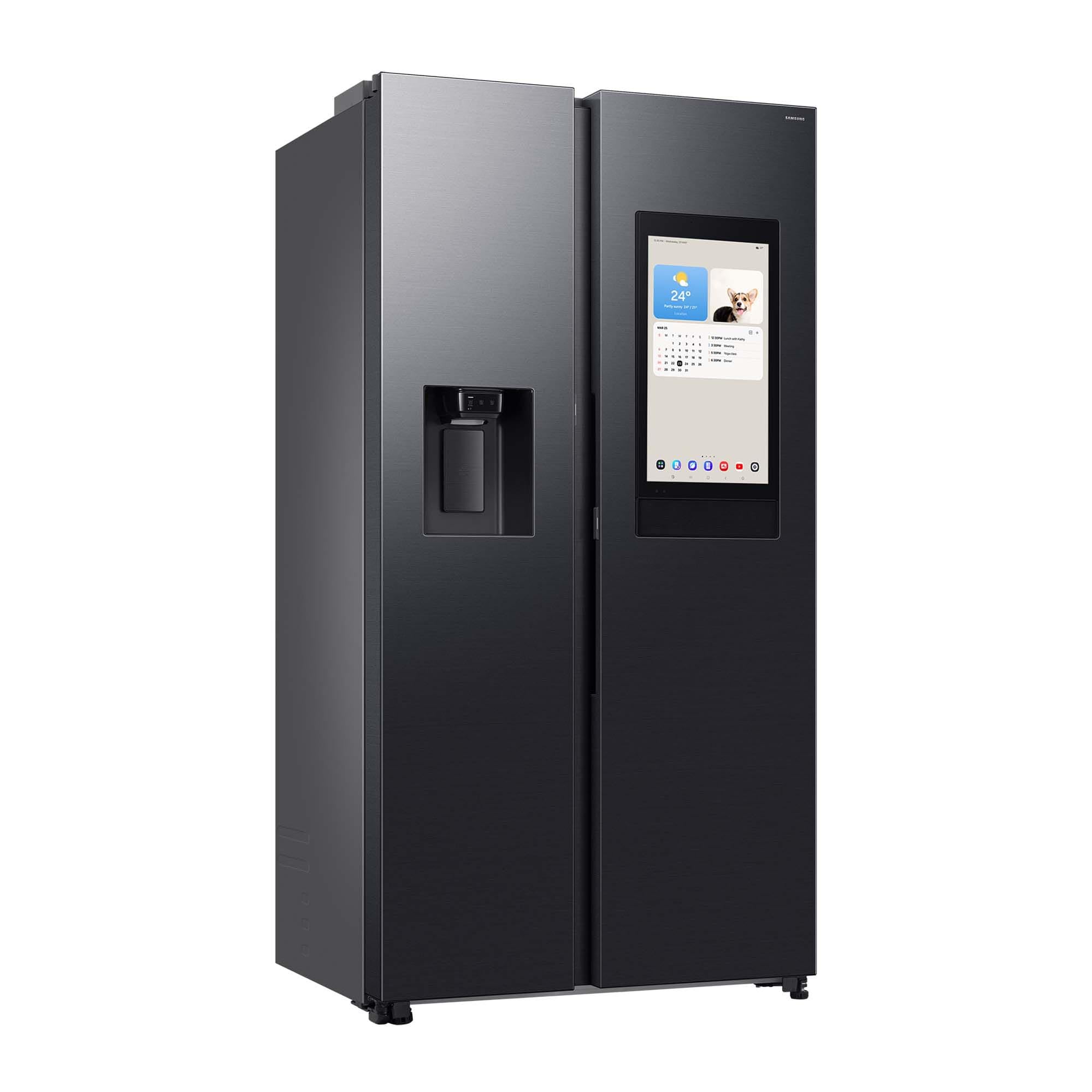 Samsung RS90F66BEFEF Side-by-Side Kühl-Gefrierkombination, 178 cm, 614 l, Eis-/Wasserspender, Family Hub, Black Steel