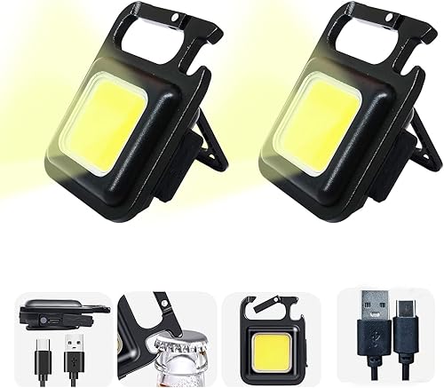 Fakoidat Mini luces LED de trabajo COB 1000 lúmenes portátil impermeable 3 modos de luz magnéticas pequeñas linternas con abridor de botellas para