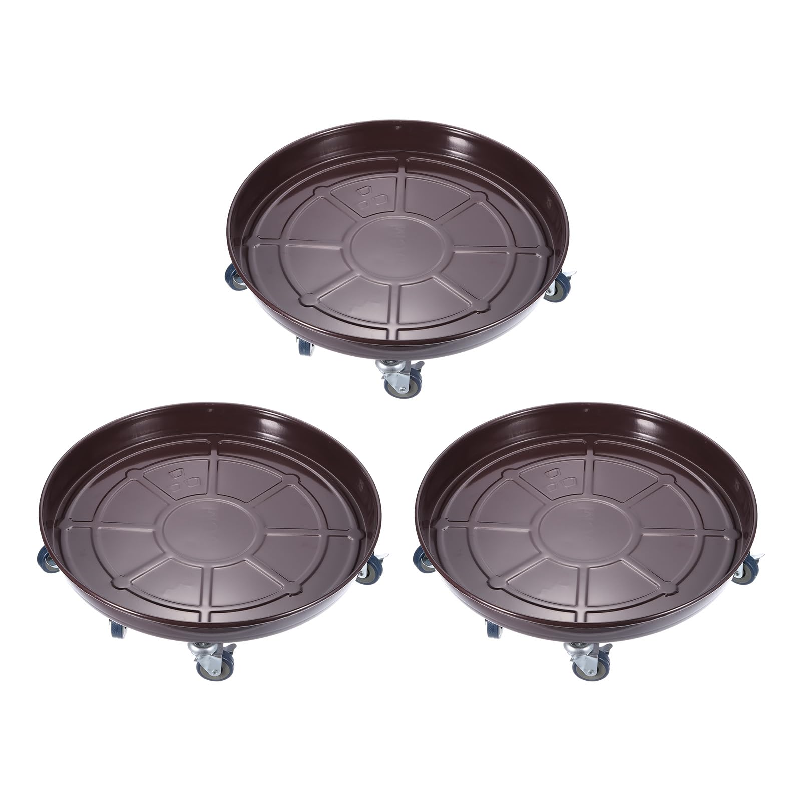 PATIKIL Planter Caddy with Wheels, 3 Pack 20 Inch Heavy Plant Stand with Universal Wheels Rolling Plant Mover Round Pot Trolley for Indoor Outdoor, Brown