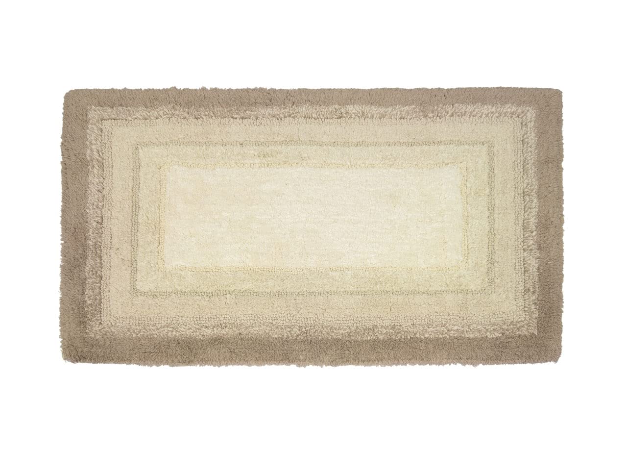 BIANCHERIAWEB Tappeto Bagno Rettangolare in Spugna Morbida Antiscivolo Degradè Naturale 55x110 Naturale