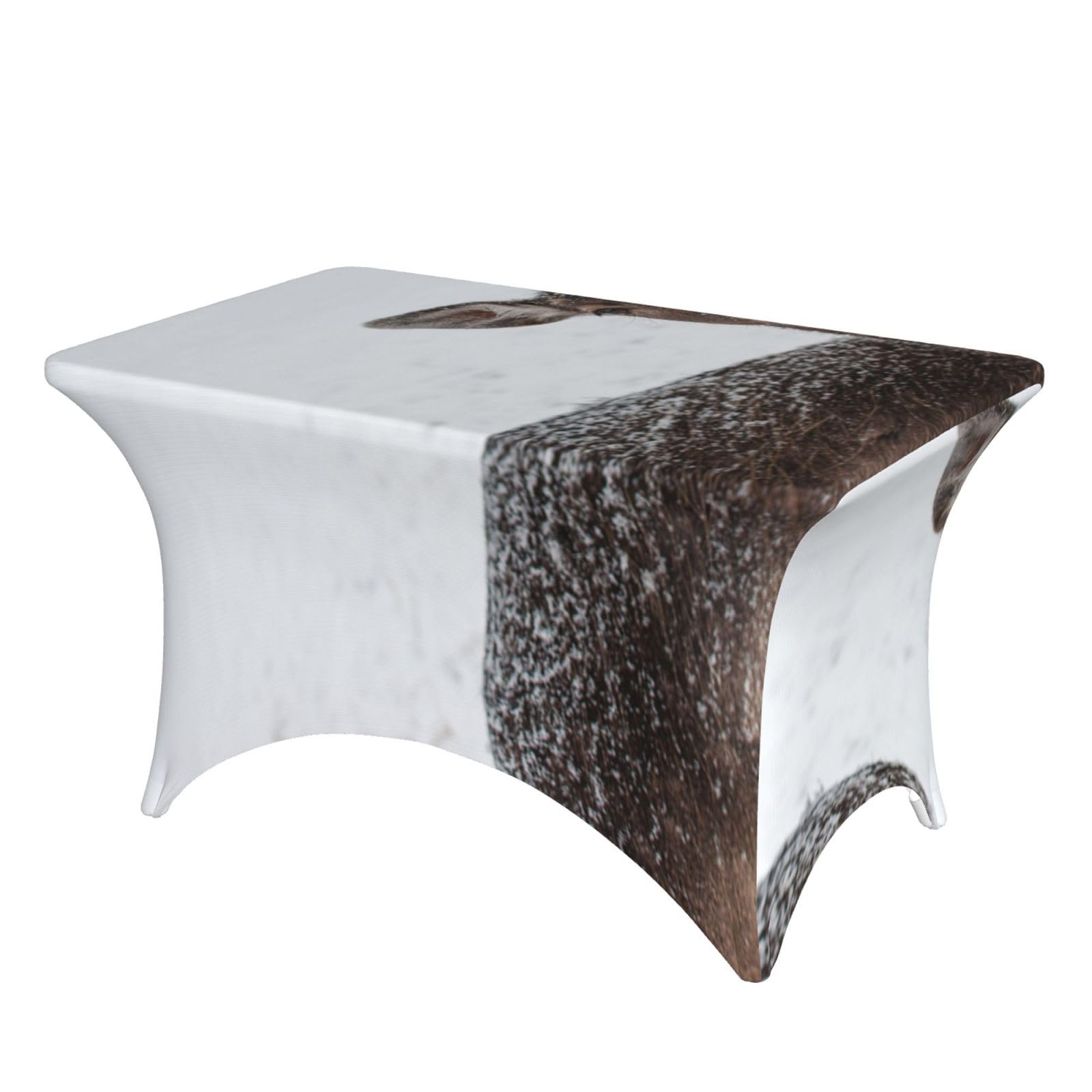 Dcehgew Wild Animals Deer 4Ft Spandex Rectangular Table Cloth, Printed Fitted Elastic Tablecloths Washable Table Cover For Event, Wedding, Banquet & Party