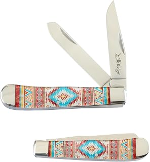 Elk Ridge Collection Every Day Carry 3 Blade Smooth Non-Slippery Handle Trapper Folding Pocket Knife (Orange)